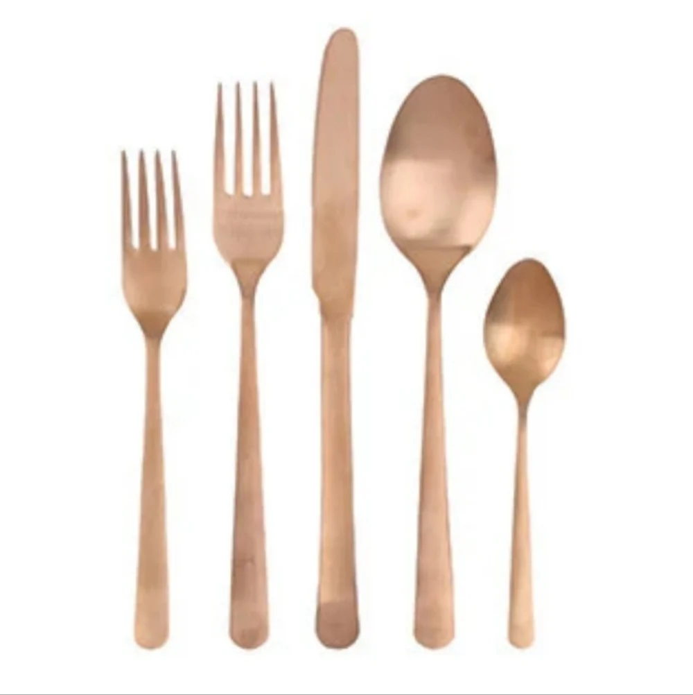 Oslo Cutlery 5 Pc Set in Matte Copper, Service For 1, Retail Price $105.00US